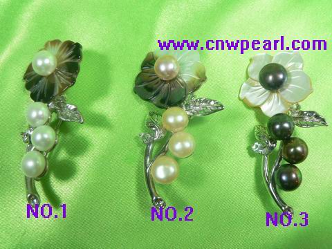 ladylike freshwater pearl brooch with 18K GP mountings on sale